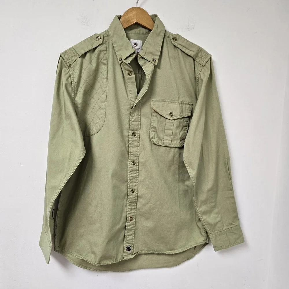 Southern Proper Shirt Mens Shooting Sport Safari Size S Button Front Olive Green